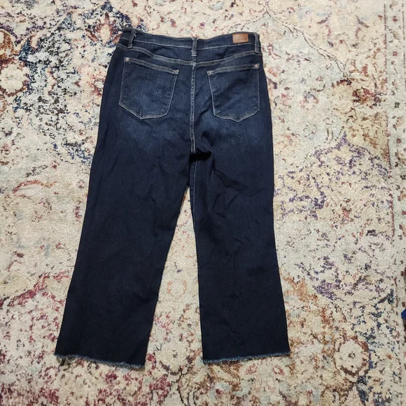 Sold - Judy Blue Dark Wash Raw Hem High Rise Wide Leg Jeans Size 13 / 31 - Picture 2 of 13